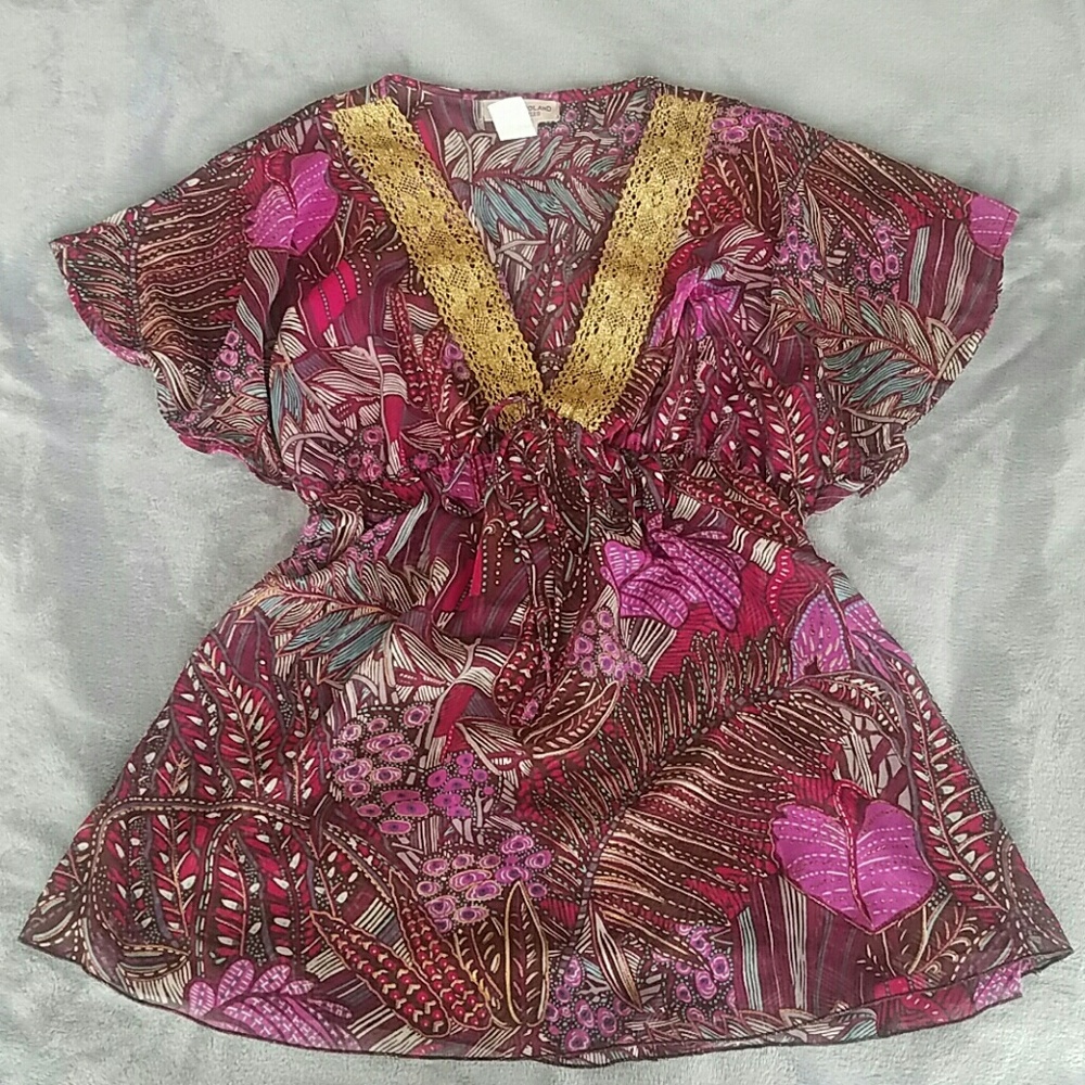 Megan Noland LA sheer floral tunic